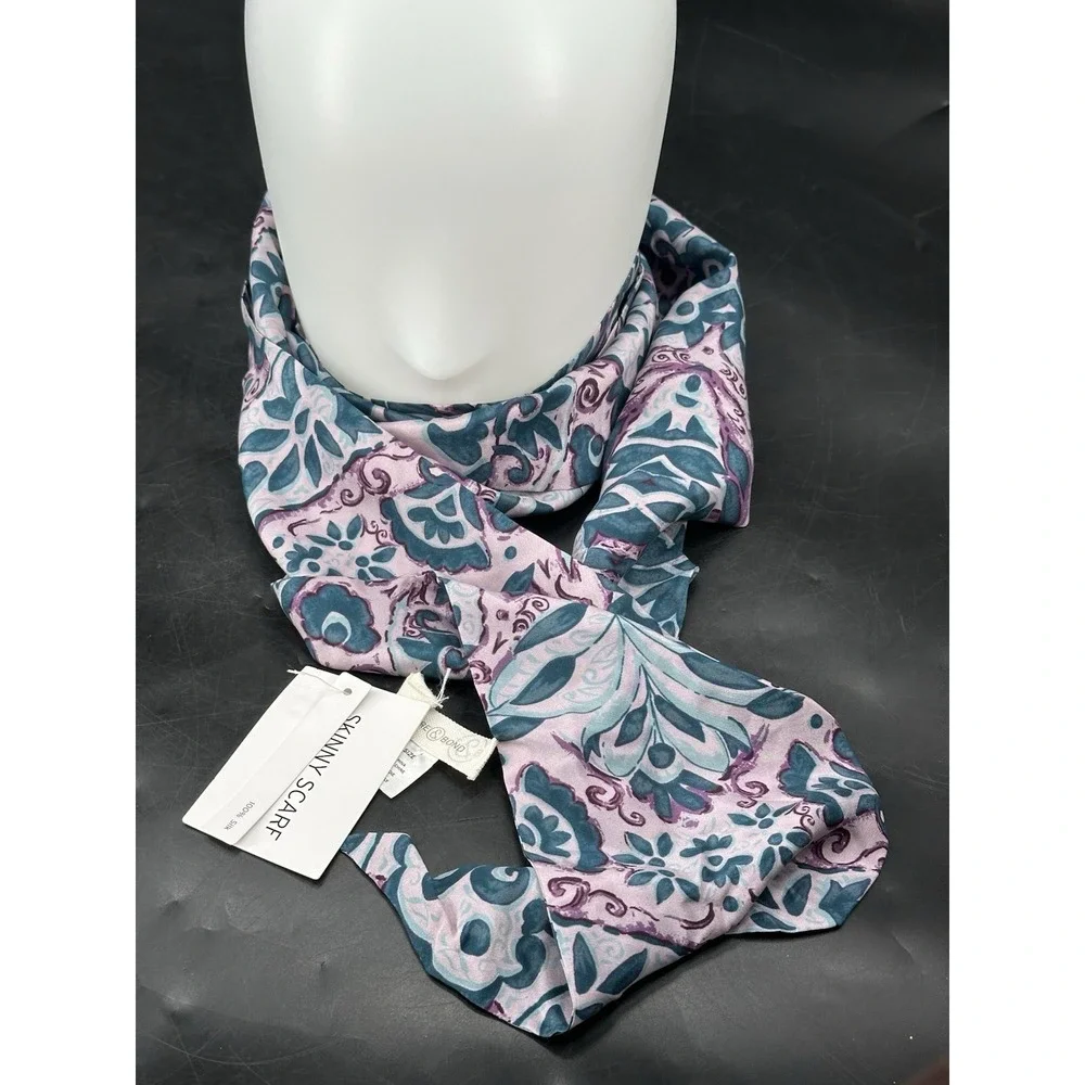 TREASURE & BOND 100% Silk Scarf Square Floral‎ Multi Frayed Edges